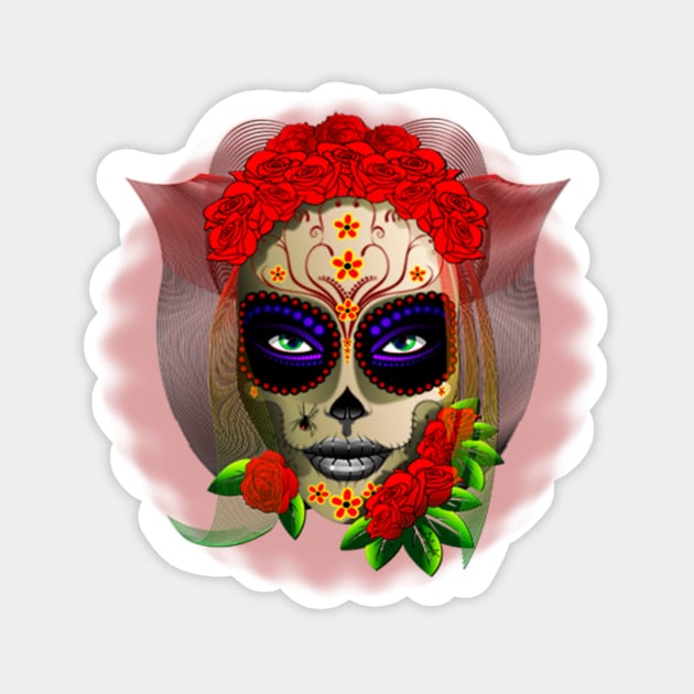 Skull Girl Dia de los Muertos Portrait Sticker by BluedarkArt